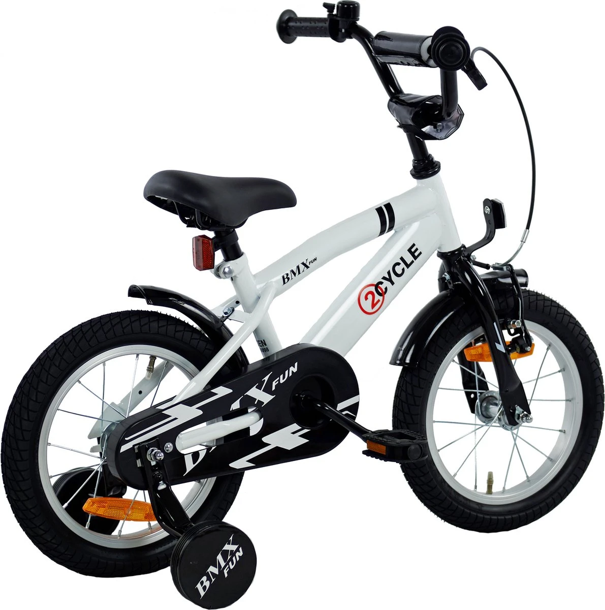 2Cycle BMX-Fun Kinderfiets - 14 Inch - Wit - Jongensfiets 5 2Cycle BMX-Fun Kinderfiets - 14 Inch - Wit - Jongensfiets - Afbeelding 3