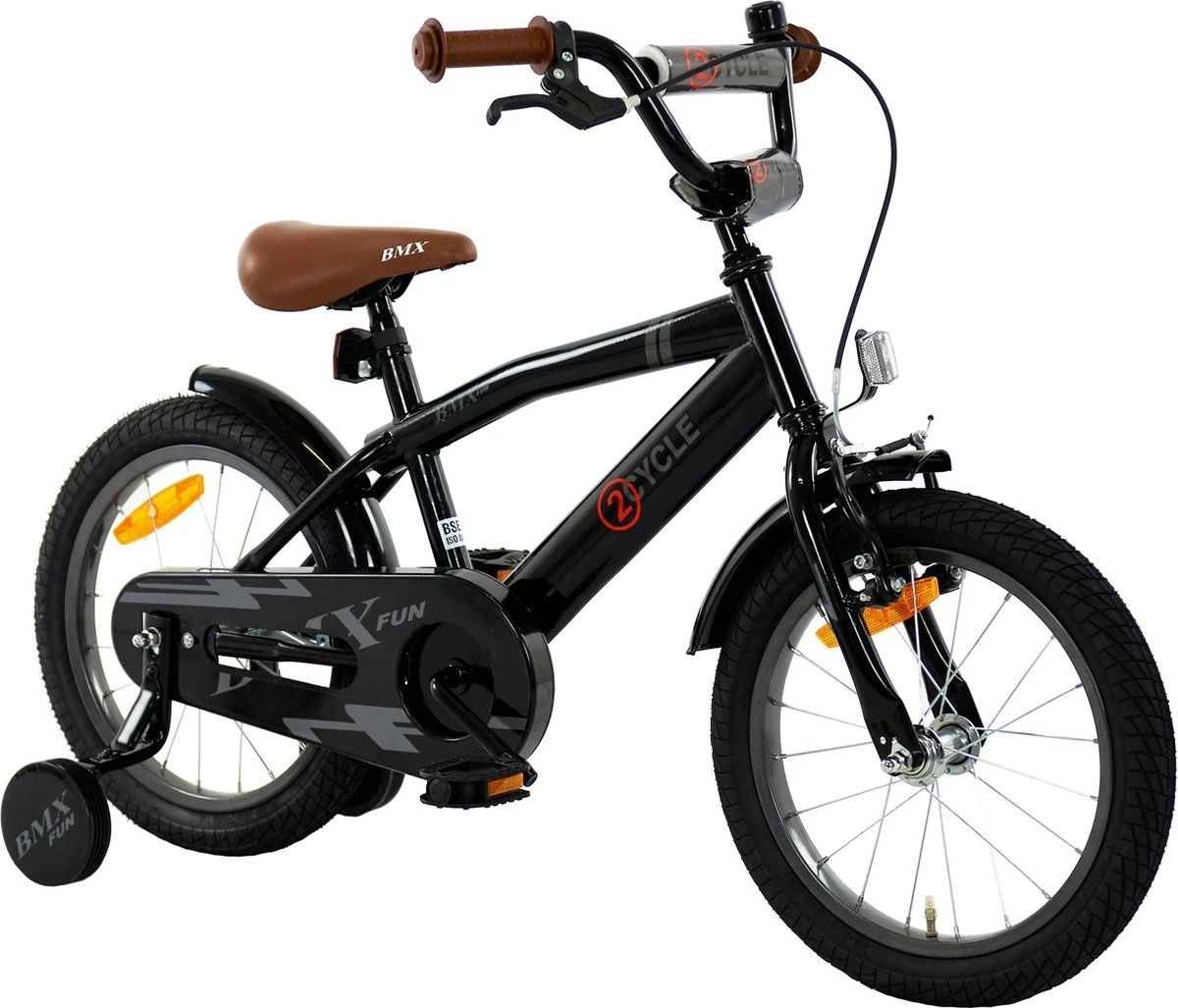 2Cycle BMX-Fun Kinderfiets - 16 Inch - Zwart - Jongensfiets