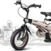 Merkloos Kinderfiets Metallic Taupe Goud Met Zijwieltjes 16 Inch | Handremmen | Jongens | Meisje | Cadeau | Sinterklaas | Kerst | Verjaardag | Peuter | Kleuter | Driewieler | Gepersonaliseerd -Speelgoed 1200x738 2