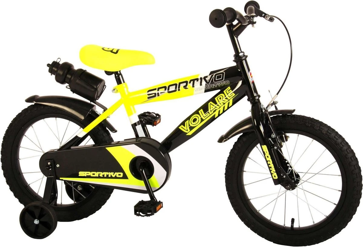 Volare Sportivo Kinderfiets - Jongens - 16 Inch - Neon Geel Zwart - 95% Afgemonteerd 4 Volare Sportivo Kinderfiets - Jongens - 16 Inch - Neon Geel Zwart - 95% Afgemonteerd - Afbeelding 2