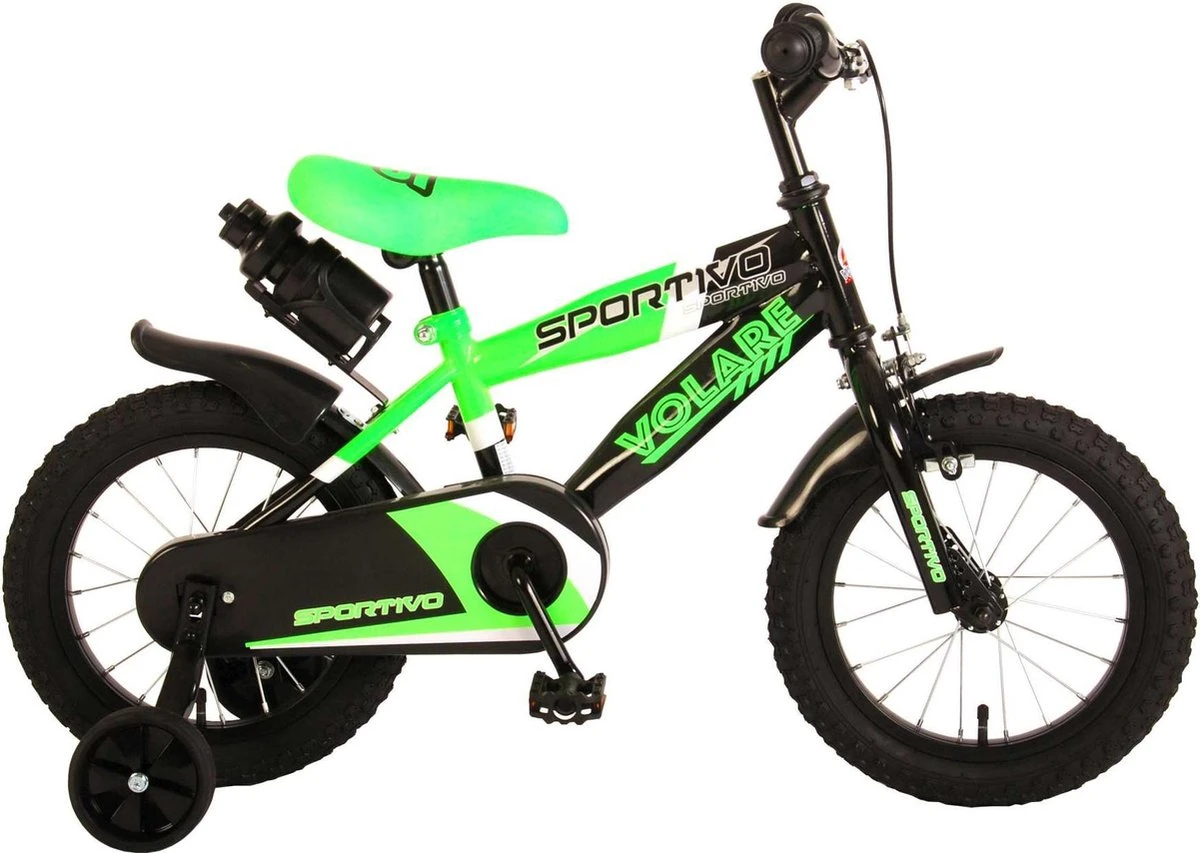 Volare Sportivo Kinderfiets - Jongens - 14 Inch - Neon Groen/Zwart - 95% Afgemonteerd 3 Volare Sportivo Kinderfiets - Jongens - 14 Inch - Neon Groen/Zwart - 95% Afgemonteerd