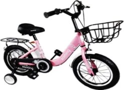 Kinderfiets -14 Inch Kinderfiets -vanaf 3-5 Jaar Jongens En Meisjes Fietsen -Terugtrap -Rem -Stabilisatoren（2 Zijwieltjes)-Mandje - Achterbank-de Bel-Roze -Speelgoed 1200x869 3