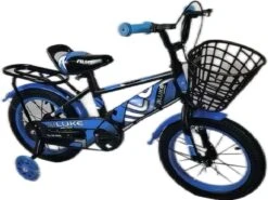 Kinderfiets - 14 Inch Kinderfiets -vanaf 3-5 Jaar Jongens En Meisjes Fietsen - Terugtrap -Rem -Stabilisatoren（2 Zijwieltjes）- Mandje - Achterbank - Blauw -Speelgoed 1200x899
