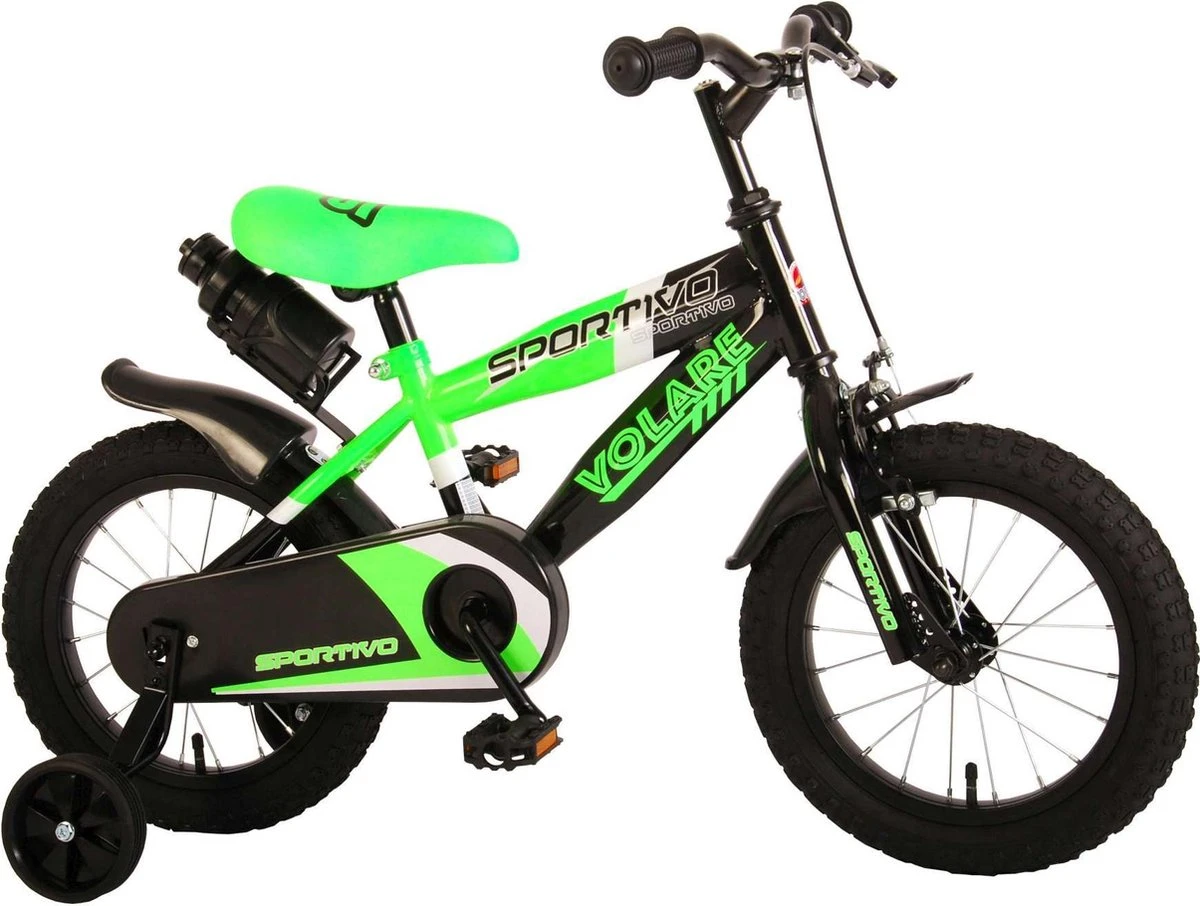 Volare Sportivo Kinderfiets - Jongens - 14 Inch - Neon Groen/Zwart - 95% Afgemonteerd 4 Volare Sportivo Kinderfiets - Jongens - 14 Inch - Neon Groen/Zwart - 95% Afgemonteerd - Afbeelding 2