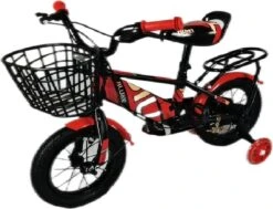 Kinderfiets - 12 Inch Kinderfiets -vanaf 2-4 Jaar Jongens En Meisjes Fietsen - Terugtrap -Rem -Stabilisatoren（2 Zijwieltjes）- Mandje - Achterbank - Rood -Speelgoed 1200x917 54