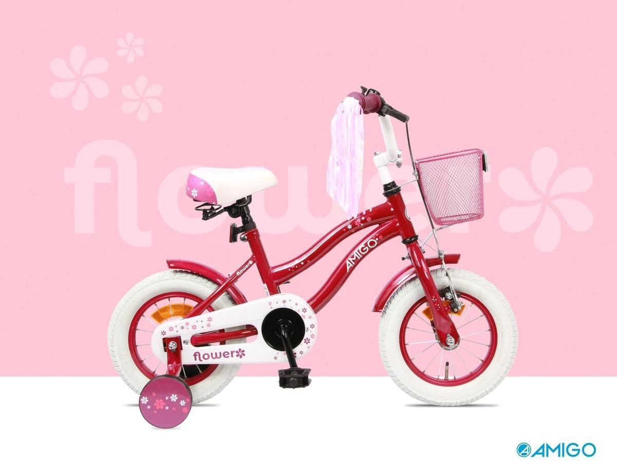 Amigo Flower Meisjesfiets - Kinderfiets 16 Inch - Paars 11 Amigo Flower Meisjesfiets - Kinderfiets 16 Inch - Paars - Afbeelding 9