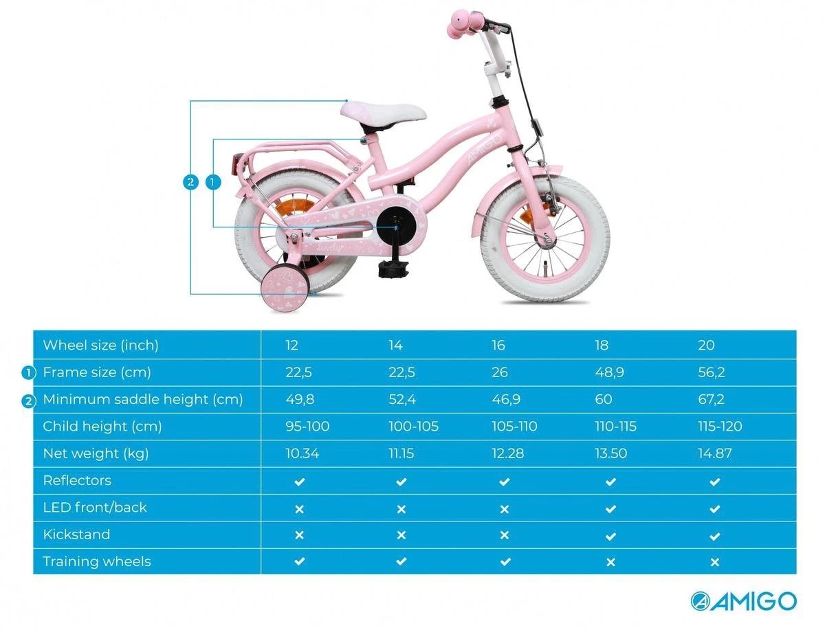 Amigo Lovely Meisjesfiets - Kinderfiets 14 Inch - Roze 13 Amigo Lovely Meisjesfiets - Kinderfiets 14 Inch - Roze - Afbeelding 11