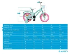 Amigo Lovely Meisjesfiets - Kinderfiets 12 Inch - Turquoise -Speelgoed 1200x920