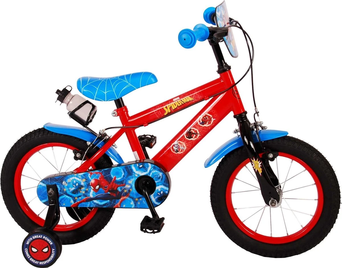 Spider-Man Kinderfiets - Jongens - 14 Inch - Rood/Blauw - Twee Handremmen