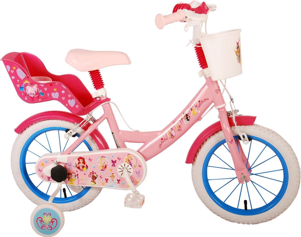 Volare Disney Princess Kinderfiets - Meisjes - 14 Inch - Roze - Twee Handremmen 4 Volare Disney Princess Kinderfiets - Meisjes - 14 Inch - Roze - Twee Handremmen - Afbeelding 2