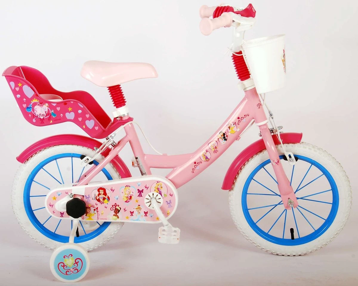 Volare Disney Princess Kinderfiets - Meisjes - 14 Inch - Roze - Twee Handremmen 7 Volare Disney Princess Kinderfiets - Meisjes - 14 Inch - Roze - Twee Handremmen - Afbeelding 5