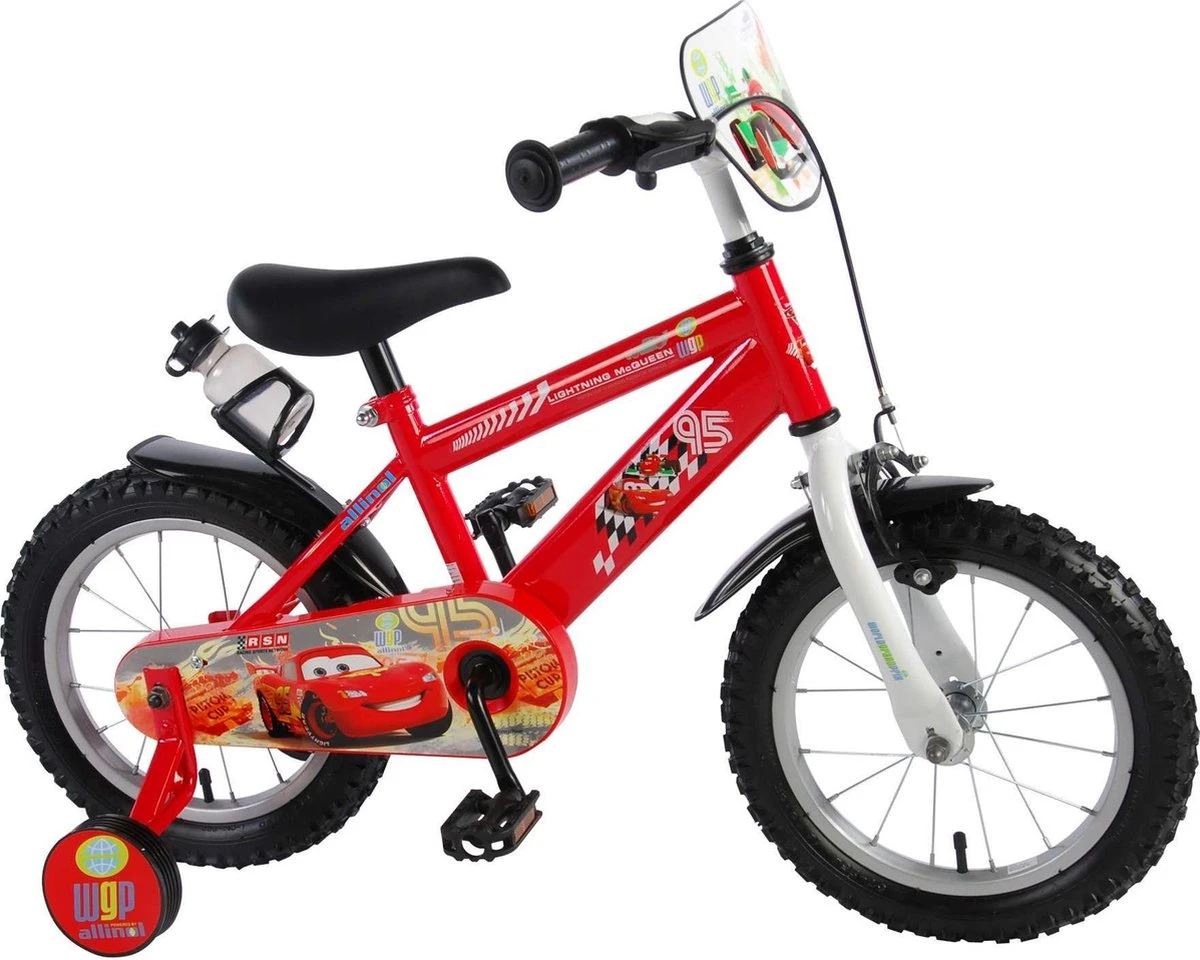 Volare Disney Cars Kinderfiets - Jongens - 14 Inch - Rood 4 Volare Disney Cars Kinderfiets - Jongens - 14 Inch - Rood - Afbeelding 2