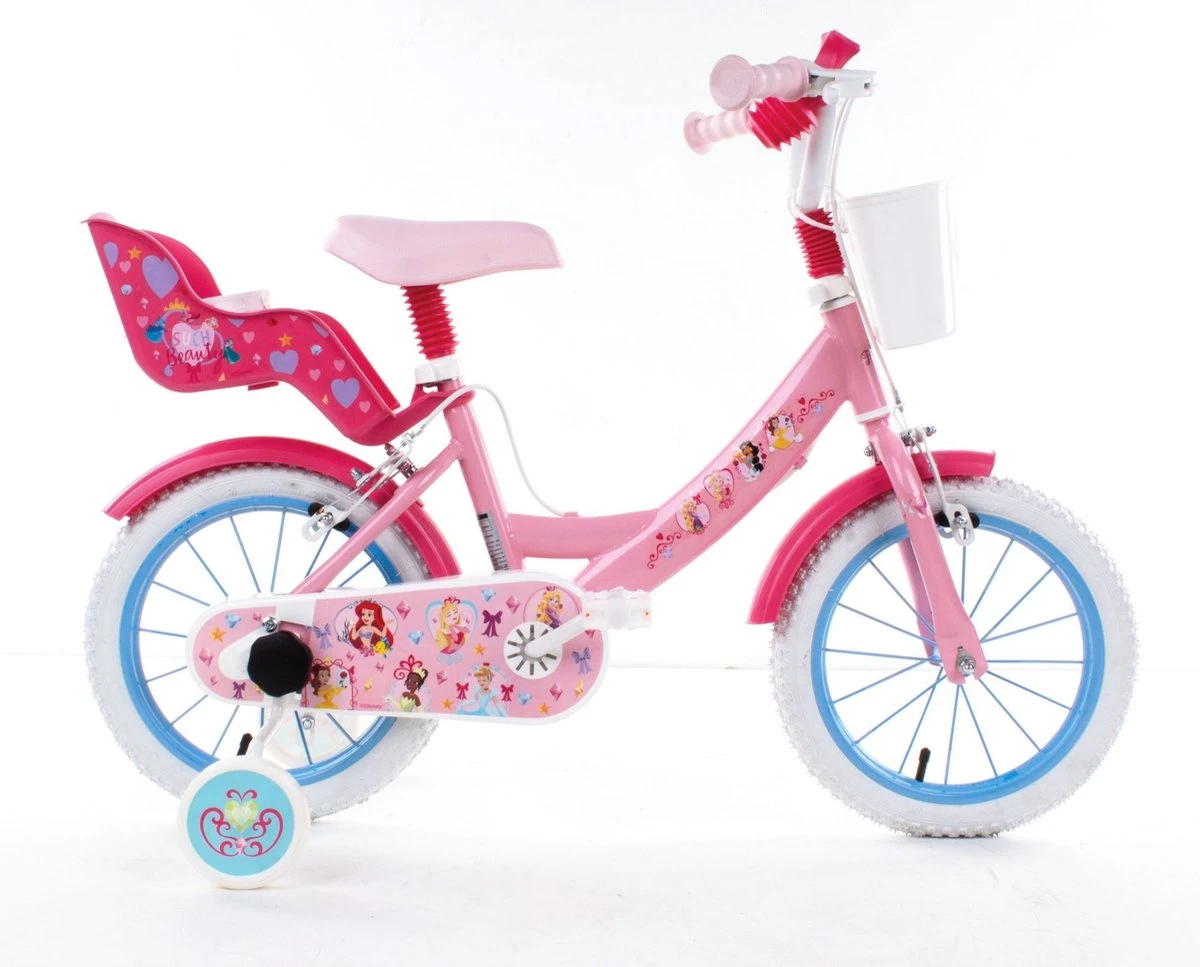 Volare Disney Princess Kinderfiets - Meisjes - 14 Inch - Roze - Twee Handremmen 6 Volare Disney Princess Kinderfiets - Meisjes - 14 Inch - Roze - Twee Handremmen - Afbeelding 4