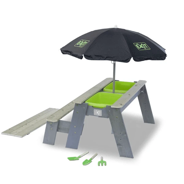 EXIT TOYS EXIT Aksent Zand-, Water- En Picknicktafel (1 Bankje) Met Parasol En Tuingereedschap 3 EXIT TOYS EXIT Aksent Zand-, Water- En Picknicktafel (1 Bankje) Met Parasol En Tuingereedschap