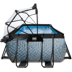 EXIT TOYS EXIT Frame Pool 4x2x1,22m (12v Sand Filter) - Grijs + Zonnedak -Speelgoed exit frame pool 4x2x1 22m 12v sand filter grijs zonnedak a305964 4