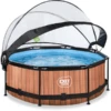 EXIT TOYS EXIT Frame Pool ø244x76cm (12v Cartridge Filterpomp) - Houten Look & Zonneda -Speelgoed exit frame pool o244x76cm 12v cartridge filterpomp houten look amp zonneda a305796