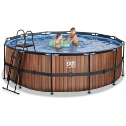 EXIT TOYS EXIT Frame Pool ø427x122cm (12v Patroonfilterpomp) - Houtlook -Speelgoed exit frame pool o427x122cm 12v patroonfilterpomp houtlook a305799 4
