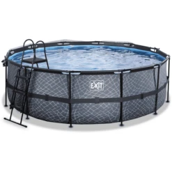 EXIT TOYS EXIT Frame Pool ø427x122cm (12v Sand Filter) - Grijs + Zonnedak -Speelgoed exit frame pool o427x122cm 12v sand filter grijs zonnedak a305960 2