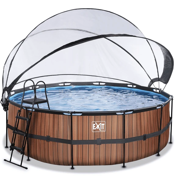 EXIT TOYS EXIT Frame Pool ø427x122cm (12v Sand Filter) - Houtlook + Zonnekap 4 EXIT TOYS EXIT Frame Pool ø427x122cm (12v Sand Filter) - Houtlook + Zonnekap - Afbeelding 2