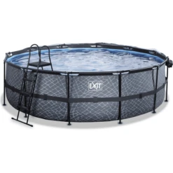 EXIT TOYS EXIT Frame Pool ø488x122cm (12v Sand Filter) - Grijs + Zonnedak + Warmtepomp -Speelgoed exit frame pool o488x122cm 12v sand filter grijs zonnedak warmtepomp a305968 2