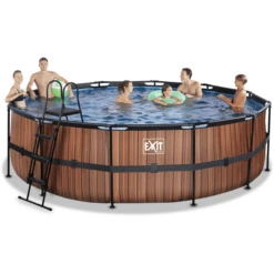 EXIT TOYS EXIT Frame Pool ø488x122cm (12v Sand Filter) - Houtlook -Speelgoed exit frame pool o488x122cm 12v sand filter houtlook a305807 4