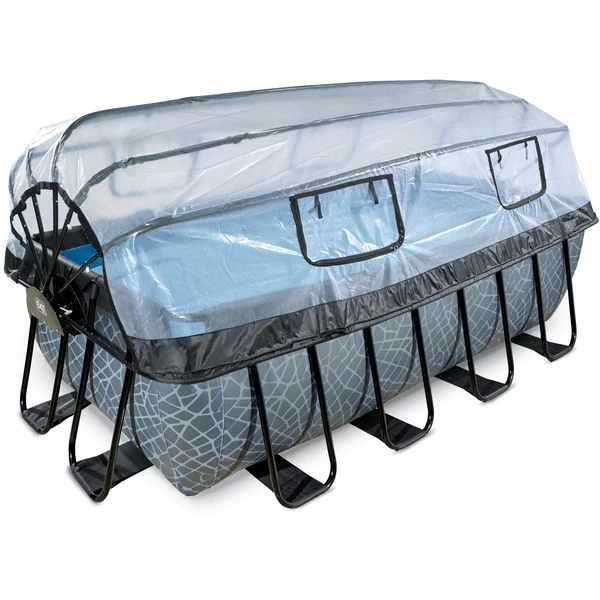 EXIT TOYS EXIT Frame Zwembad 4x2x1,22m (12v Sand Filter) - Grijs + Zonnedak + Warmtepomp 3 EXIT TOYS EXIT Frame Zwembad 4x2x1,22m (12v Sand Filter) - Grijs + Zonnedak + Warmtepomp