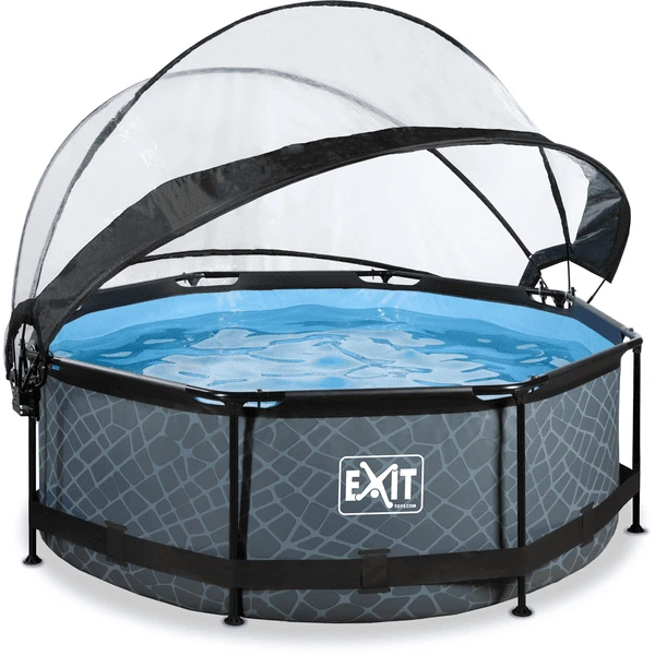 EXIT TOYS EXIT Frame Zwembad ø244x76cm (12v Cartridge Filterpomp) - Grijs + Zonneluifel 4 EXIT TOYS EXIT Frame Zwembad ø244x76cm (12v Cartridge Filterpomp) - Grijs + Zonneluifel - Afbeelding 2