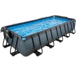 EXIT TOYS EXIT Stone Zwembad 540x250x100cm Met Afdekking, Sand Filter En Warmtepomp, Grijs -Speelgoed exit stone zwembad 540x250x100cm met afdekking sand filter en warmtepomp grijs a294605 2