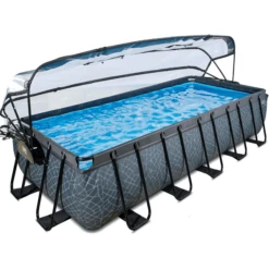 EXIT TOYS EXIT Stone Zwembad 540x250x100cm Met Afdekking, Sand Filter En Warmtepomp, Grijs