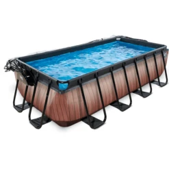 EXIT TOYS EXIT Wood Pool 400x200x100cm Met Afdekking, Sand Filter En Warmtepomp, Bruin -Speelgoed exit wood pool 400x200x100cm met afdekking sand filter en warmtepomp bruin a294604 2