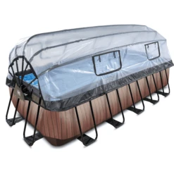 EXIT TOYS EXIT Wood Pool 540x250x122cm Met Afdekking En Sand Filter En Warmtepomp, Bruin