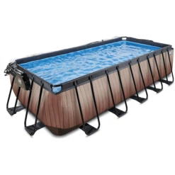 EXIT TOYS EXIT Wood Pool 540x250x122cm Met Afdekking En Sand Filterpomp, Bruin -Speelgoed exit wood pool 540x250x122cm met afdekking en sand filterpomp bruin a294633 2
