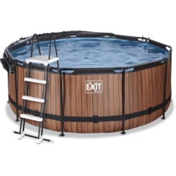 EXIT TOYS EXIT Wood Pool ø360x122cm Met Afdekking, Sand Filter- En Warmtepomp, Bruin -Speelgoed exit wood pool o360x122cm met afdekking sand filter en warmtepomp bruin a294637 2