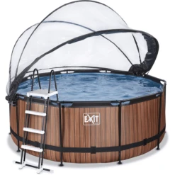 EXIT TOYS EXIT Wood Pool ø360x122cm Met Afdekking, Sand Filter- En Warmtepomp, Bruin -Speelgoed exit wood pool o360x122cm met afdekking sand filter en warmtepomp bruin a294637 4
