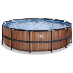 EXIT TOYS EXIT Wood Pool ø450x122cm Met Filterpomp, Bruin -Speelgoed exit wood pool o450x122cm met filterpomp bruin a294612 1