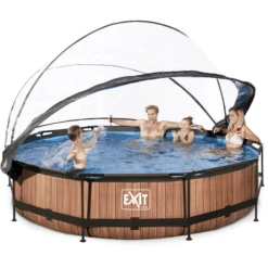 EXIT TOYS EXIT Wood Zwembad ø360x76cm Met Overkapping En Filterpomp - Bruin -Speelgoed exit wood zwembad o360x76cm met overkapping en filterpomp bruin a269445 4