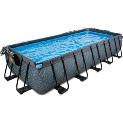 EXIT TOYS EXIT Zwembad Stone 540x250cm Met Overkapping En Zandfilterpomp - Grijs -Speelgoed exit zwembad stone 540x250cm met overkapping en zandfilterpomp grijs a269420 1