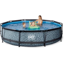 EXIT TOYS EXIT-zwembad Stone ø 360 X 76 Cm Met Filterpomp - Grijs -Speelgoed exit zwembad stone o 360 x 76 cm met filterpomp grijs a294977 3