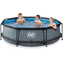 EXIT TOYS EXIT-zwembad Stone ø300x76cm Met Filterpomp - Grijs -Speelgoed exit zwembad stone o300x76cm met filterpomp grijs a295721 3
