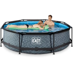 EXIT TOYS EXIT-zwembad Stone ø300x76cm Met Filterpomp - Grijs -Speelgoed exit zwembad stone o300x76cm met filterpomp grijs a295721 4