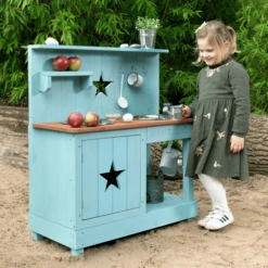 MUDDY BUDDY Buitenspeelkeuken "Adventurer Star" Petrol Blauw -Speelgoed muddy buddy buitenspeelkeuken adventurer star petrol blauw a412337 2