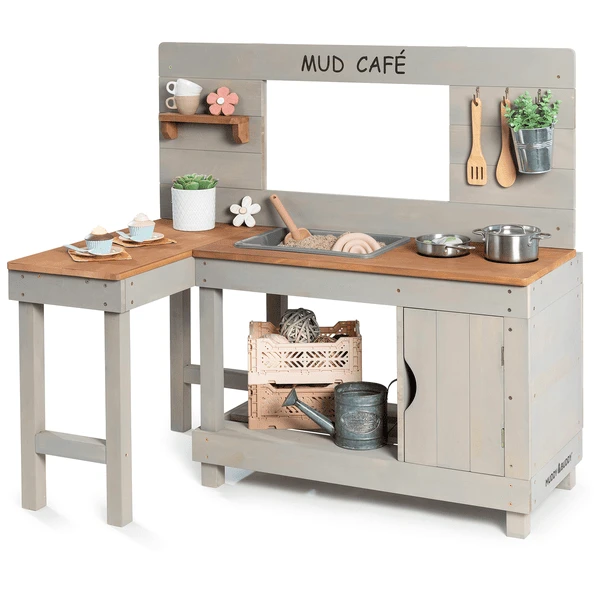 MUDDY BUDDY Speelkeuken Voor Buiten "Mud Café" Warm Grijs 3 MUDDY BUDDY Speelkeuken Voor Buiten "Mud Café" Warm Grijs