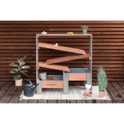 MUDDY BUDDY Waterbaan "Aqua Tower" Warm Grijs-poederroze -Speelgoed muddy buddy waterbaan aqua tower warm grijs poederroze a412720 4